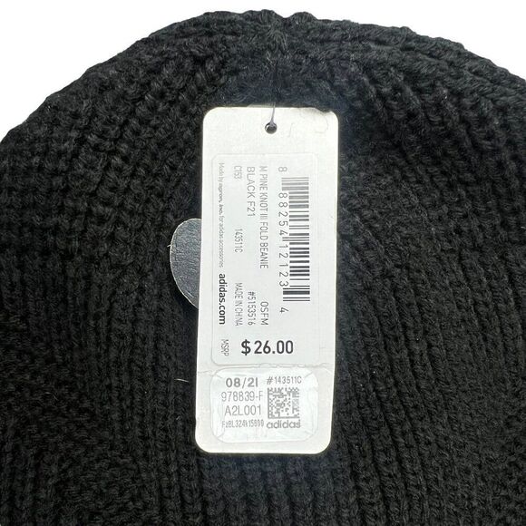 Adidas Winter Stocking Hat Men's Black Pine Knot Fold Beanie - Picture 9 of 9